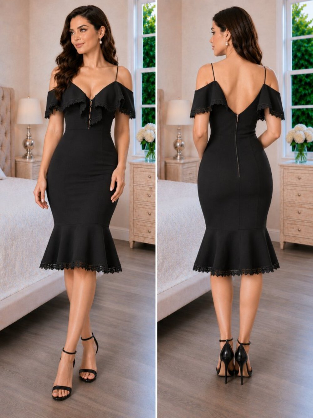 Nicholas Black Open Shoulder Bandage Midi Dress $695